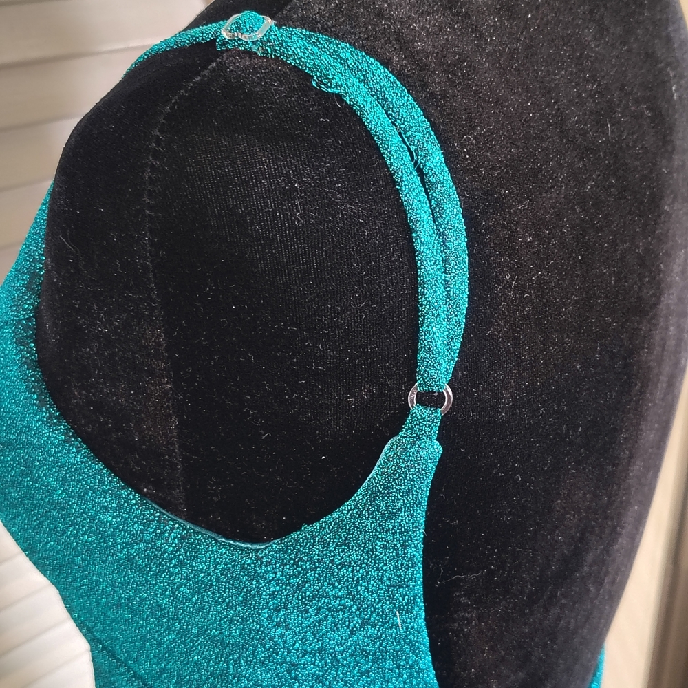Stunning Teal Glitter Prom Dress with High Slit Size 4 – Like New - Picture 8 of 15